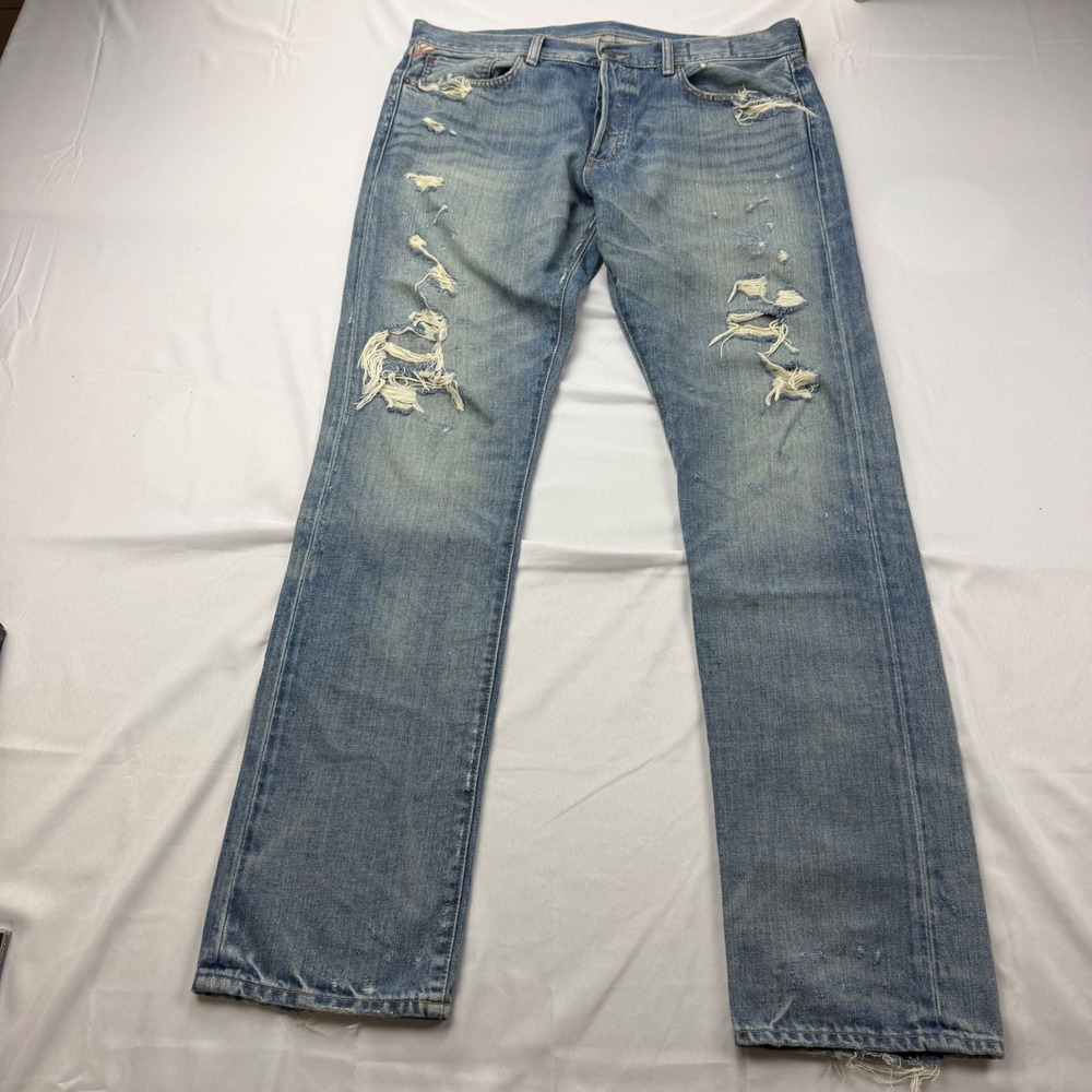 Denim &‎ Supply Ralph Lauren Jeans Mens 36x34 Blue Slim Distressed Button Fly